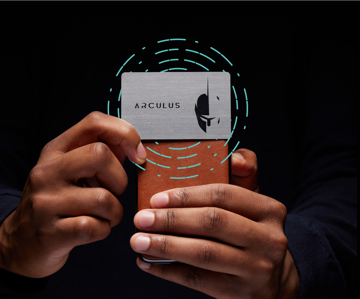an expanded image of the inside of the Arculus Key Card displaying circuit technology.