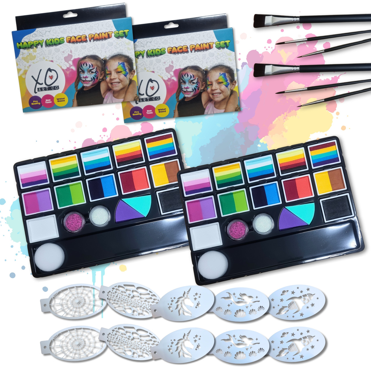 DOUBLE THE FUN XO HAPPY KIDS Face Paint Set with Bonus Online Course ...