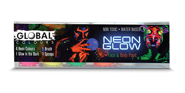 NEON GLOW SET Face and Body Art Paint 115ml by Global Colours