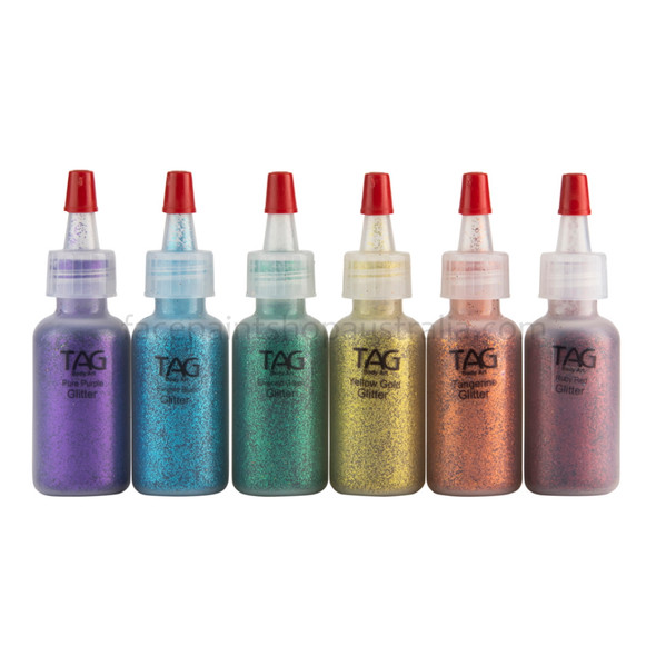 RAINBOW COLOURS Cosmetic Glitter Set of 6x 15ml bottles