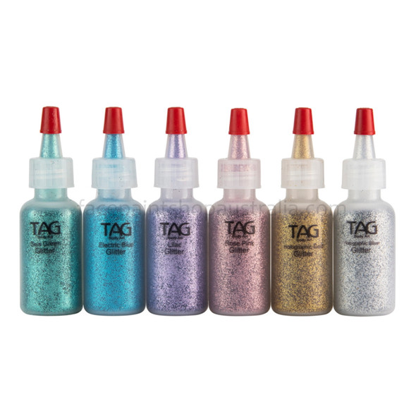 PASTEL COLOURS Cosmetic Glitter Set of 6x 15ml bottles
