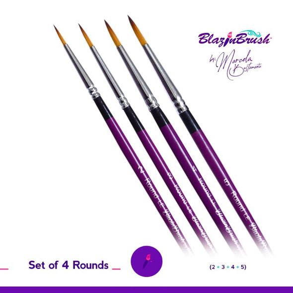 SET OF 4 ROUND - Face Paint Brushes by Marcela Bustamante