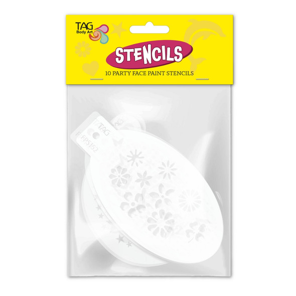 FACE PAINT STENCILS SET 10 DESIGNS PARTY