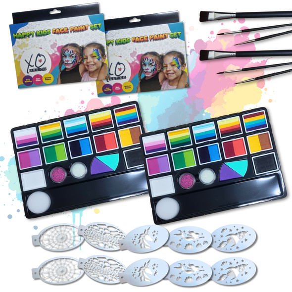 DOUBLE UP XO HAPPY KIDS Face Paint Set with Bonus Online Course | XO Art Co
