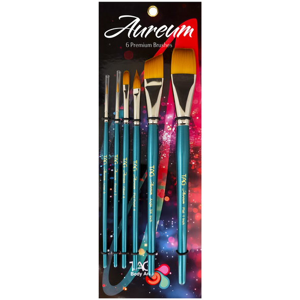 TAG AUREUM 6 Piece Professional Face Paint Brush Set
