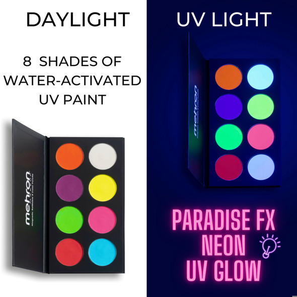 Mehron NEON UV Paradise Makeup AQ™ Palette 8 Colours