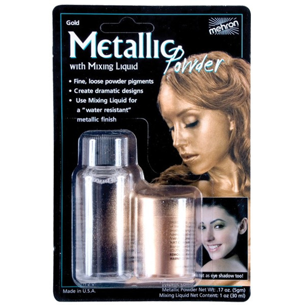 Mehron Metallic Powder GOLD WITH MIXING LIQUID