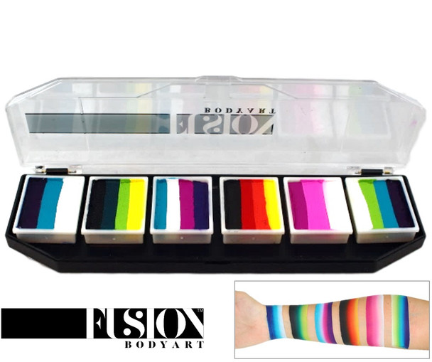 RAINBOW BURST Spectrum Palette Fusion Body Art face paint 6x 10g mini cakes