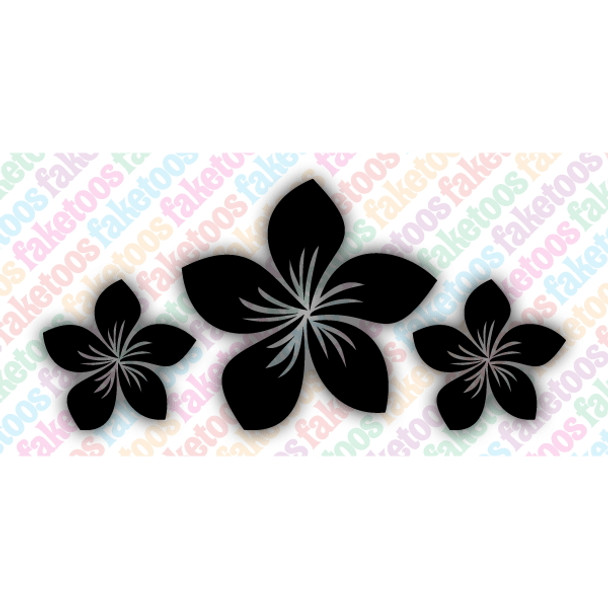 PLUMERIA TRIO Glitter Tattoo Stencils (x6) by Faketoos