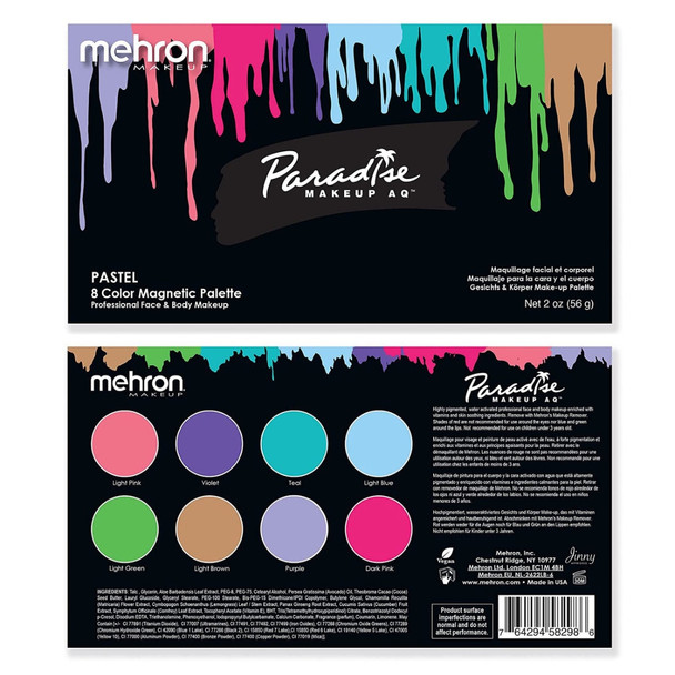 Mehron PASTEL Paradise Makeup AQ™ Palette 8 Colours