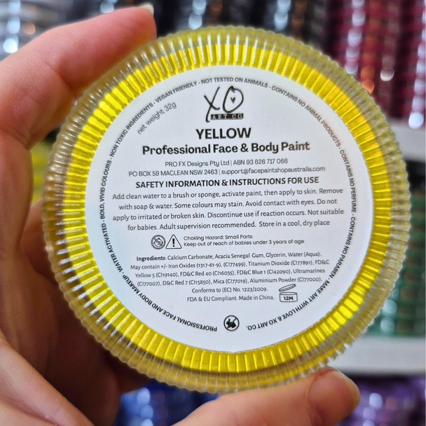 XO Professional Face Paint Water Activated Yellow