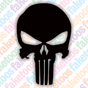 PUNISHER #1 Glitter Tattoo Stencils (x6) by Faketoos - Face Paint Shop