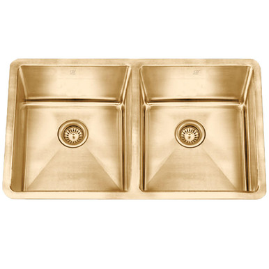NALA ER - Gold Finish Double Equal Bowl Kitchen Sink