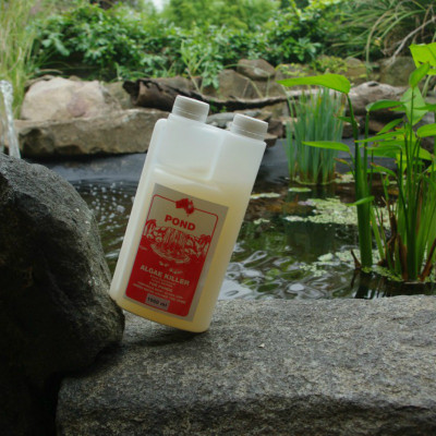 “Pond algae killer 1000ml bottle – clears green water fast, safe for fish, plants, and frogs – trusted by Windsor Fish Hatchery.”