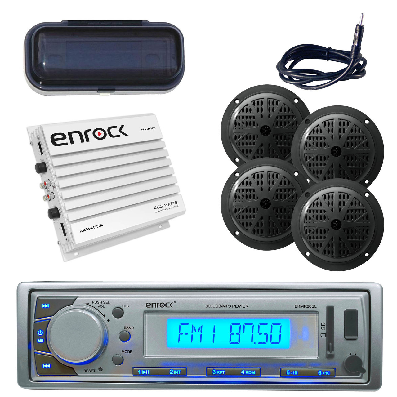 Enrock Silver Marine Boat Radio Cover 4X 4