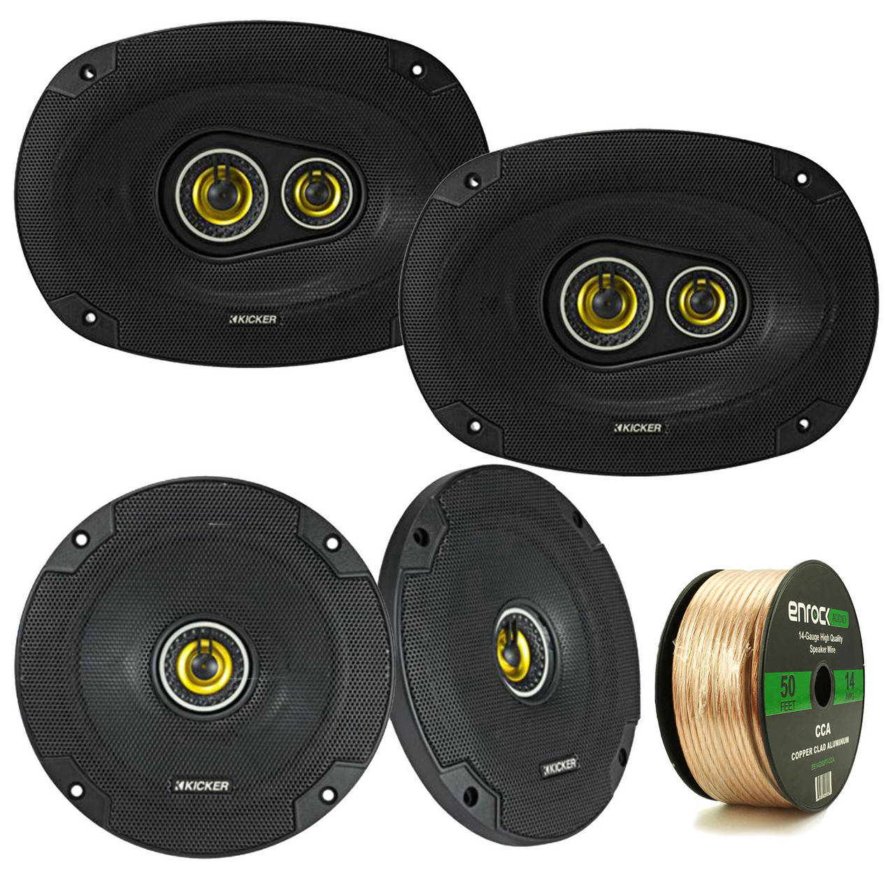 2 Pair Car Speaker Package Of 2x Kicker CSC654 600-Watt 6.5