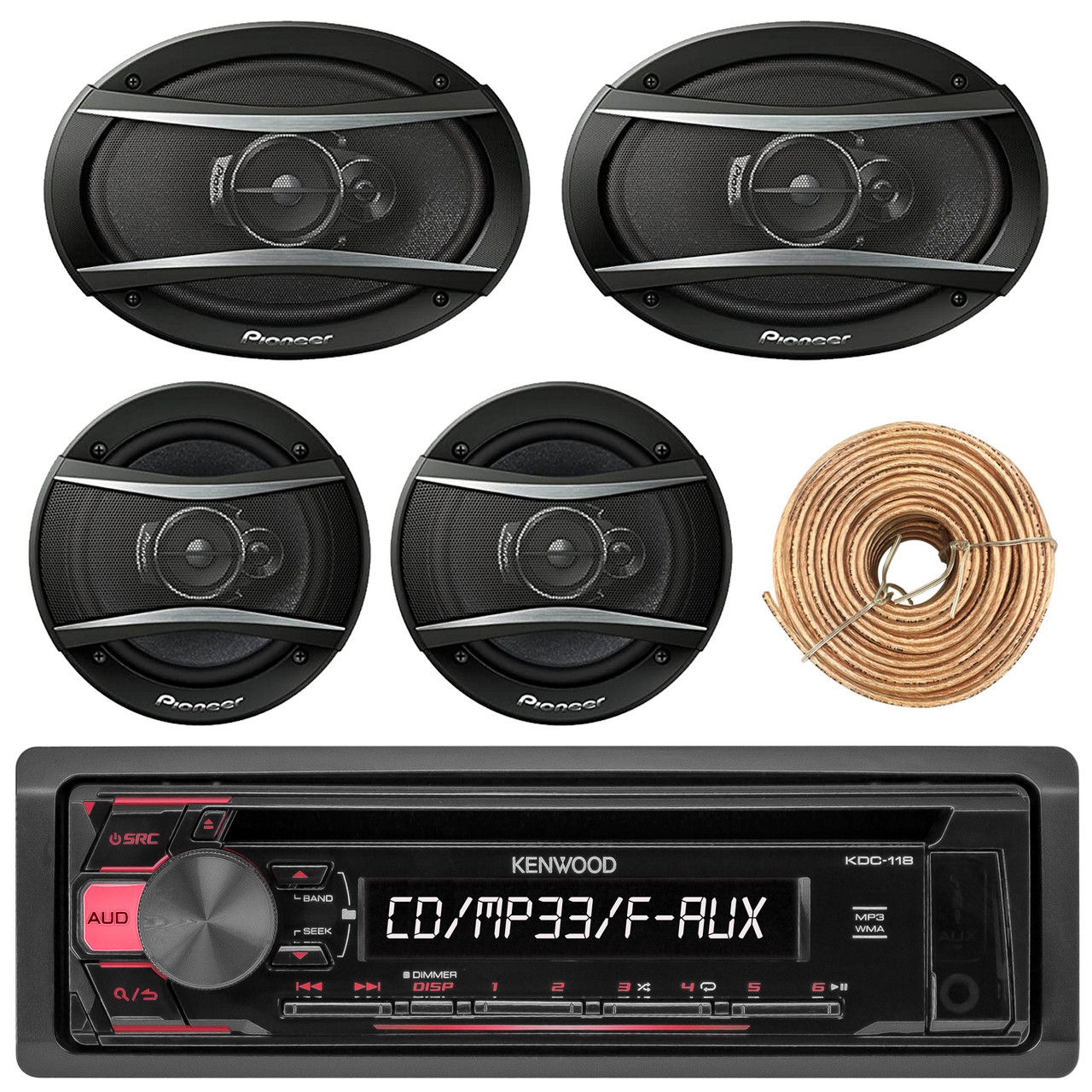 Kenwood KDC118 Car Radio USB AUX CD Player Receiver Bundle With