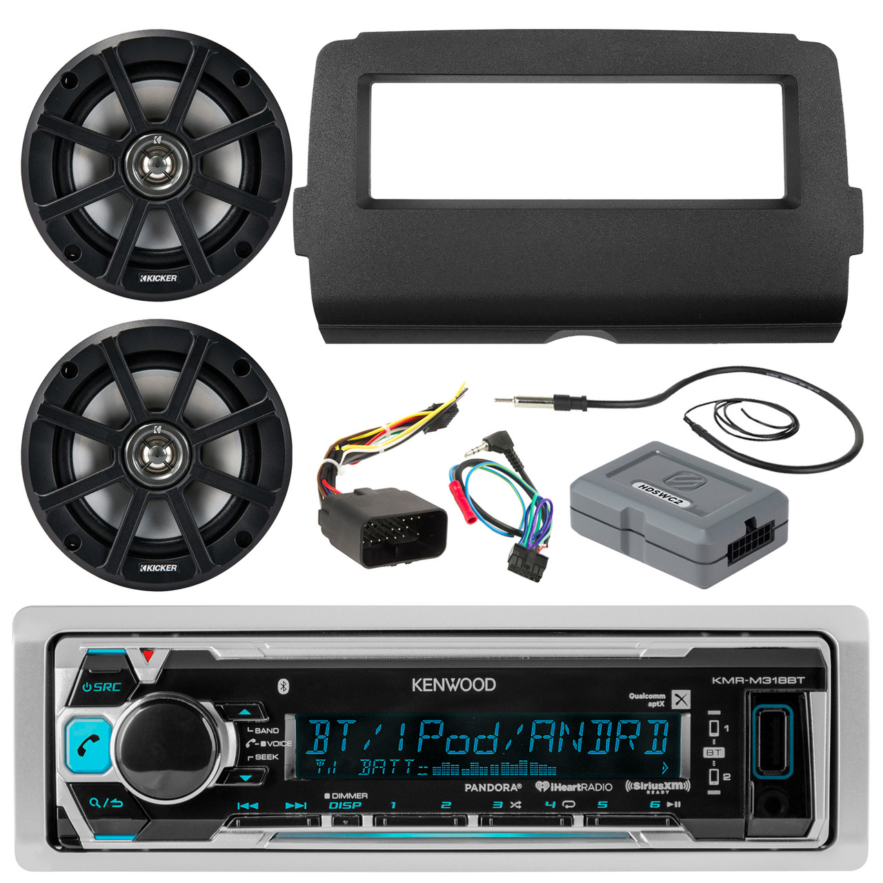 2014 and Up Harley Audio Package Kenwood KMRM315BT Marine Stereo