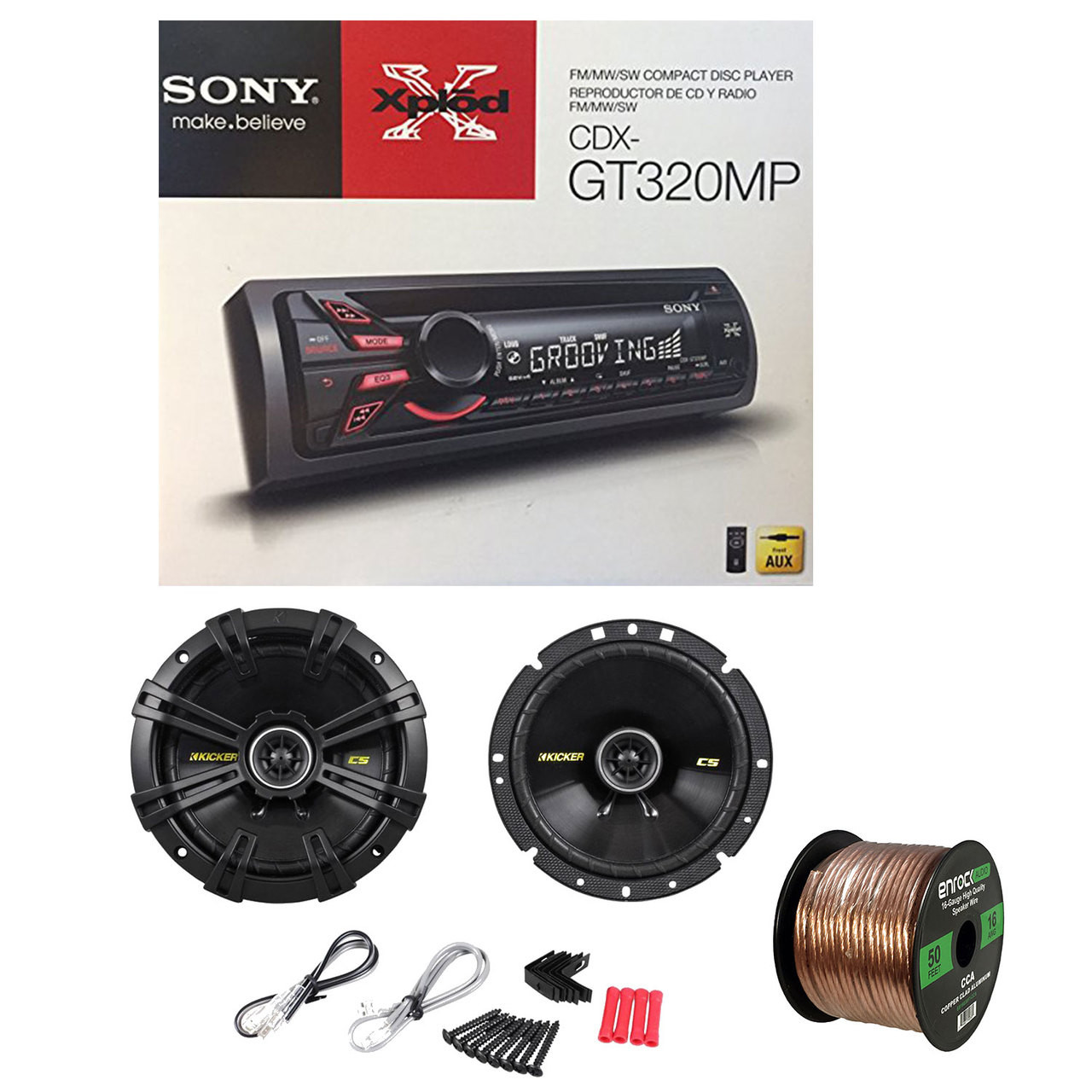 Sony Xplod CDX-GT320MP Cd Receiver with 52x4 Watt Amp With Kicker