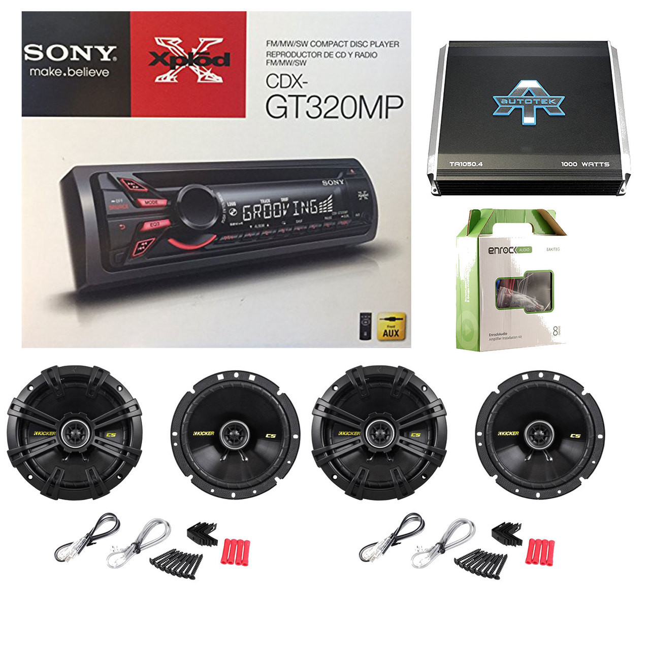Sony Xplod CDX-GT320MP Cd Receiver 52x4W Amp W/ Kicker 40CS674 6-3