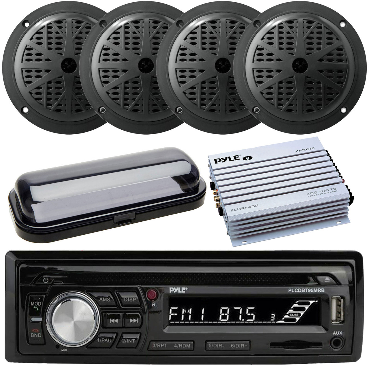 Pyle PLCDBT95 Marine AM/FM Radio Stereo Bluetooth Receiver System