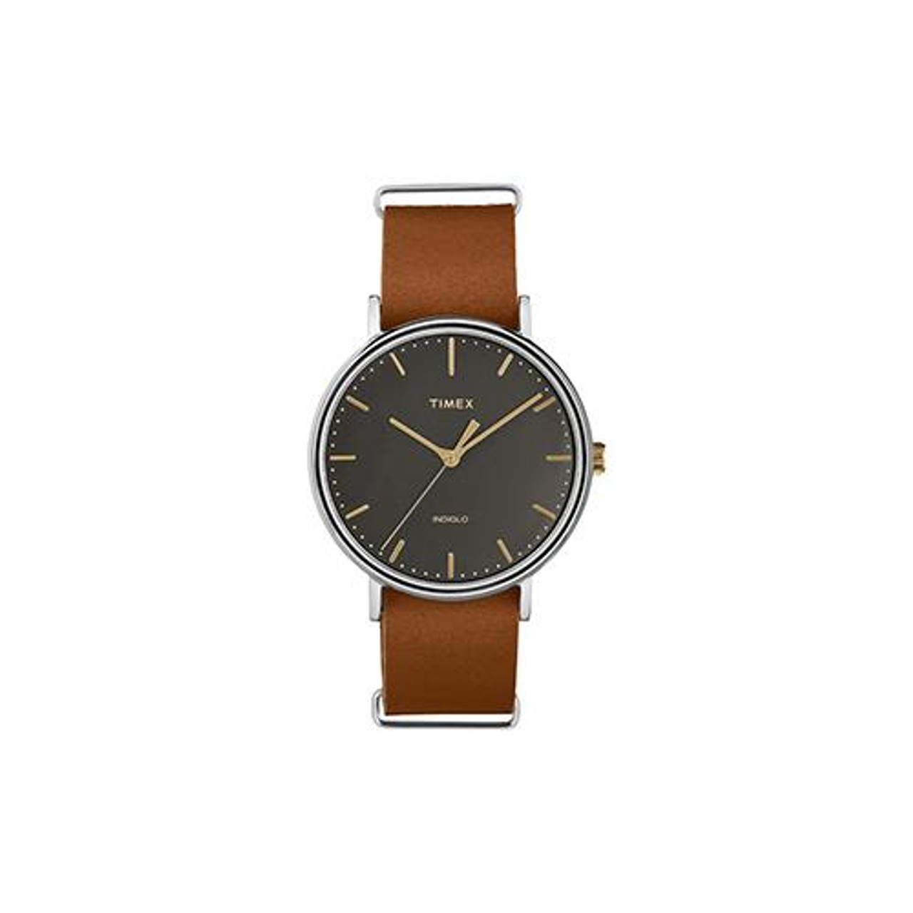 Timex Weekender&Reg; Fairfield 41Mm Slip-Thru Watch - Black/Brown Leather  (R-62710)