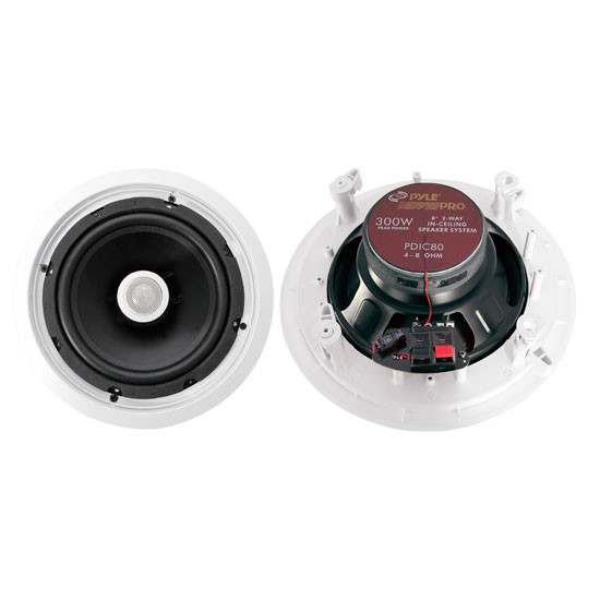 Pair Pyle PDIC80 300 Watt 8'' Two-Way In-Ceiling Speaker System