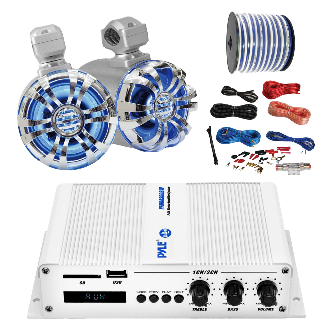 pyle waterproof bluetooth marine tower speakers