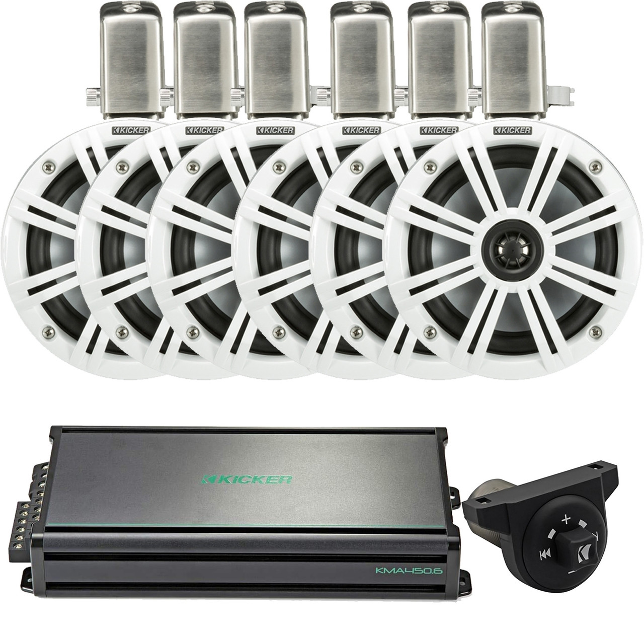 6 Kicker 45KMTC65W 6.5" Marine Coaxial Tower Speaker Systems (W