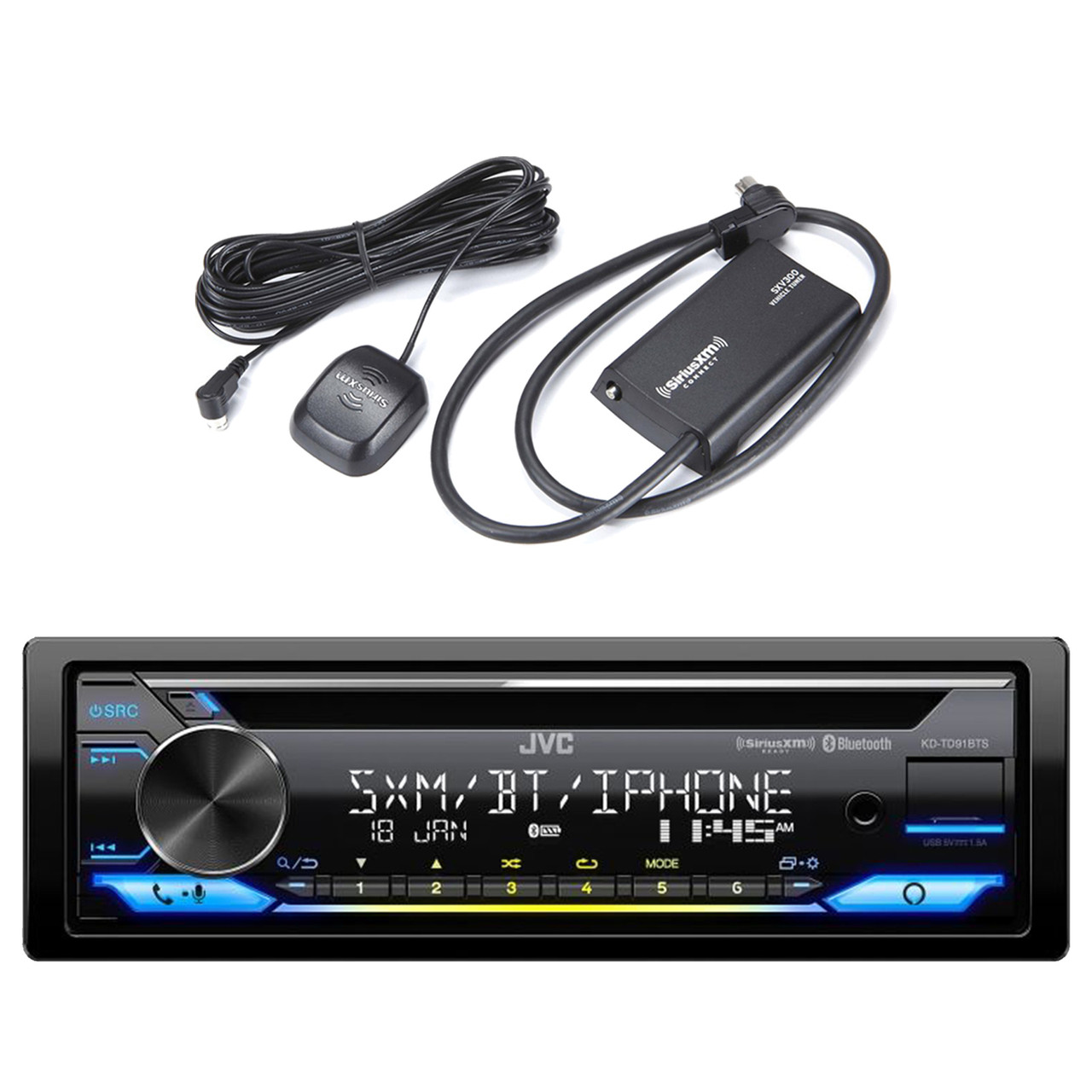 JVC KD-TD91BTS Bluetooth Car Stereo Receiver with USB Port – 2-Line LCD  Display, AM/FM Radio – CD and MP3 Player -  Alexa Enabled – Single  DIN 