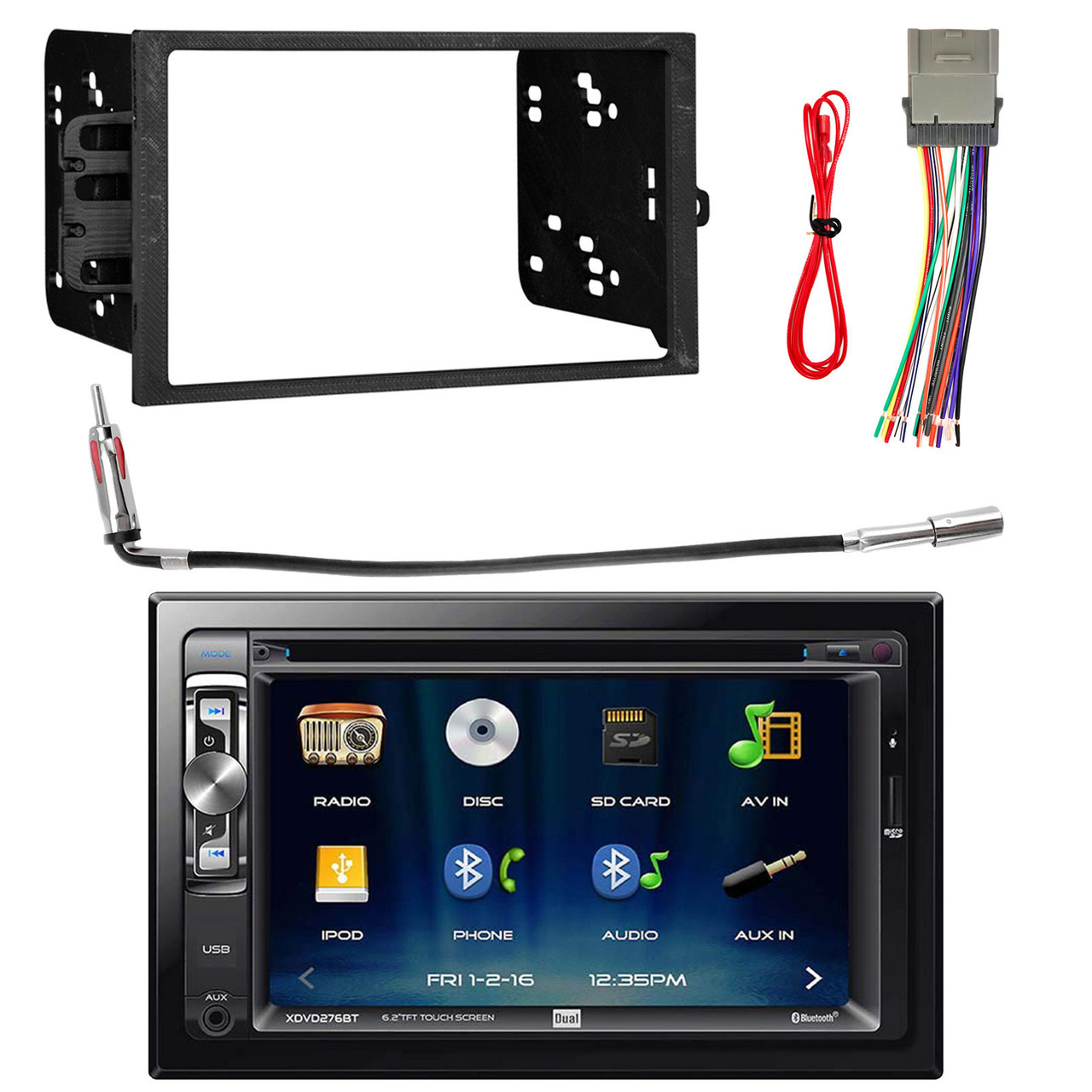 1998-2001 Double Din Radio Mount Kit For Stereo CD Player Install W Wire Harness 