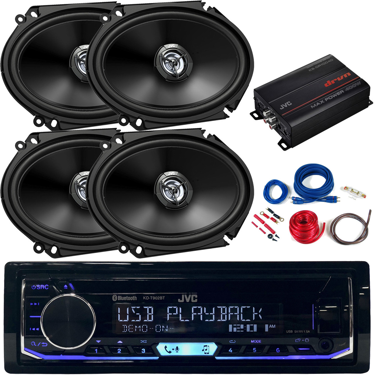 JVC Single DIN Bluetooth USB AUX AM/FM Radio Stereo CD Player Car