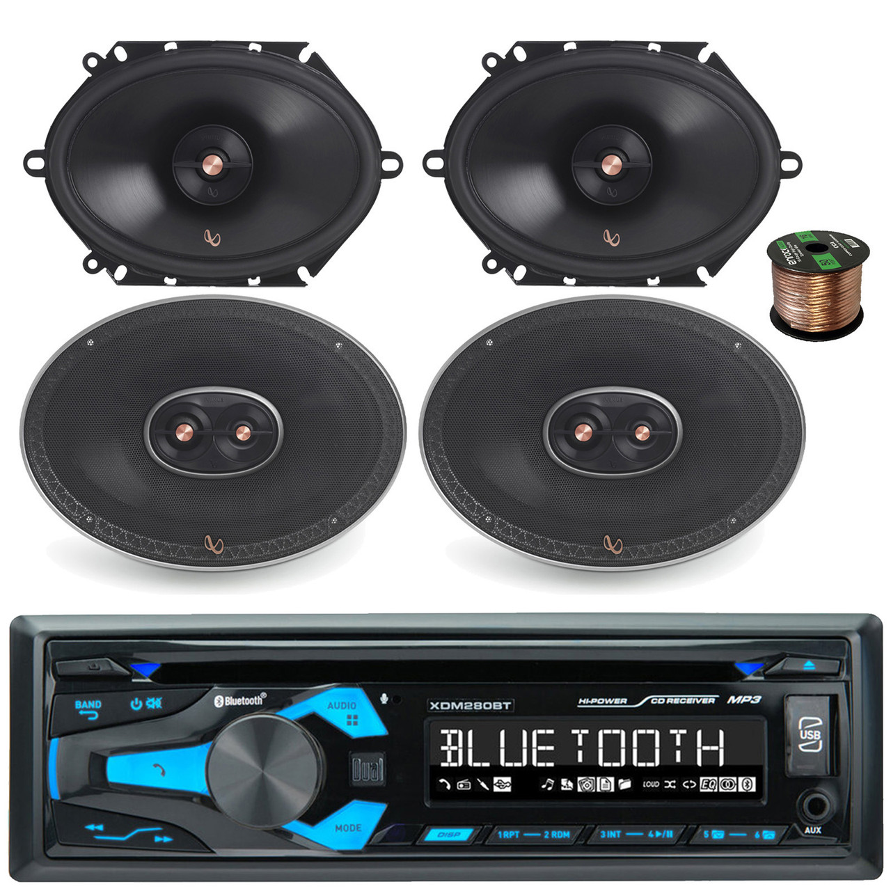 Dual XDM280BT Single DIN Bluetooth AM/FM Radio Stereo USB AUX 200W CD