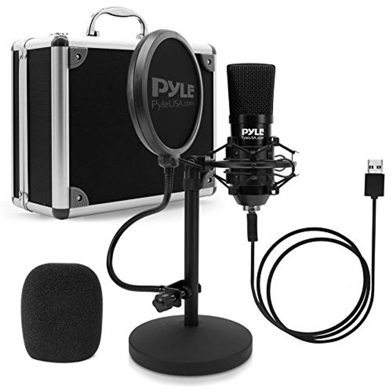 USB Microphone Podcast Recording Kit Audio Cardioid Condenser