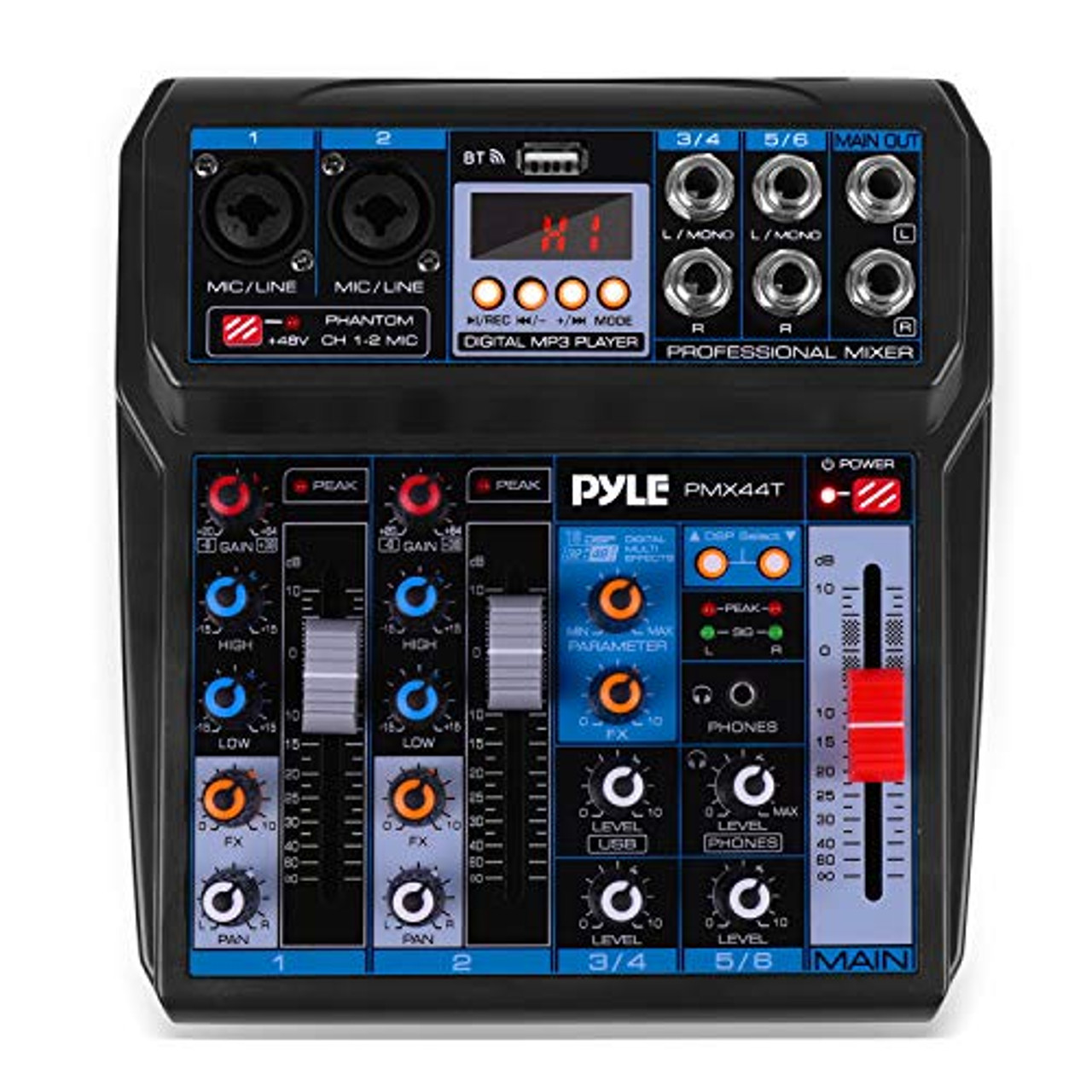 Professional Wireless DJ Audio Mixer - 6-Channel Bluetooth Compatible DJ  Controller Sound Mixer w/DSP Effects, USB Audio Interface, Dual RCA in,  XLR/1/4 Microphone in, Headphone Jack - Pyle PMX44T - Road Entertainment