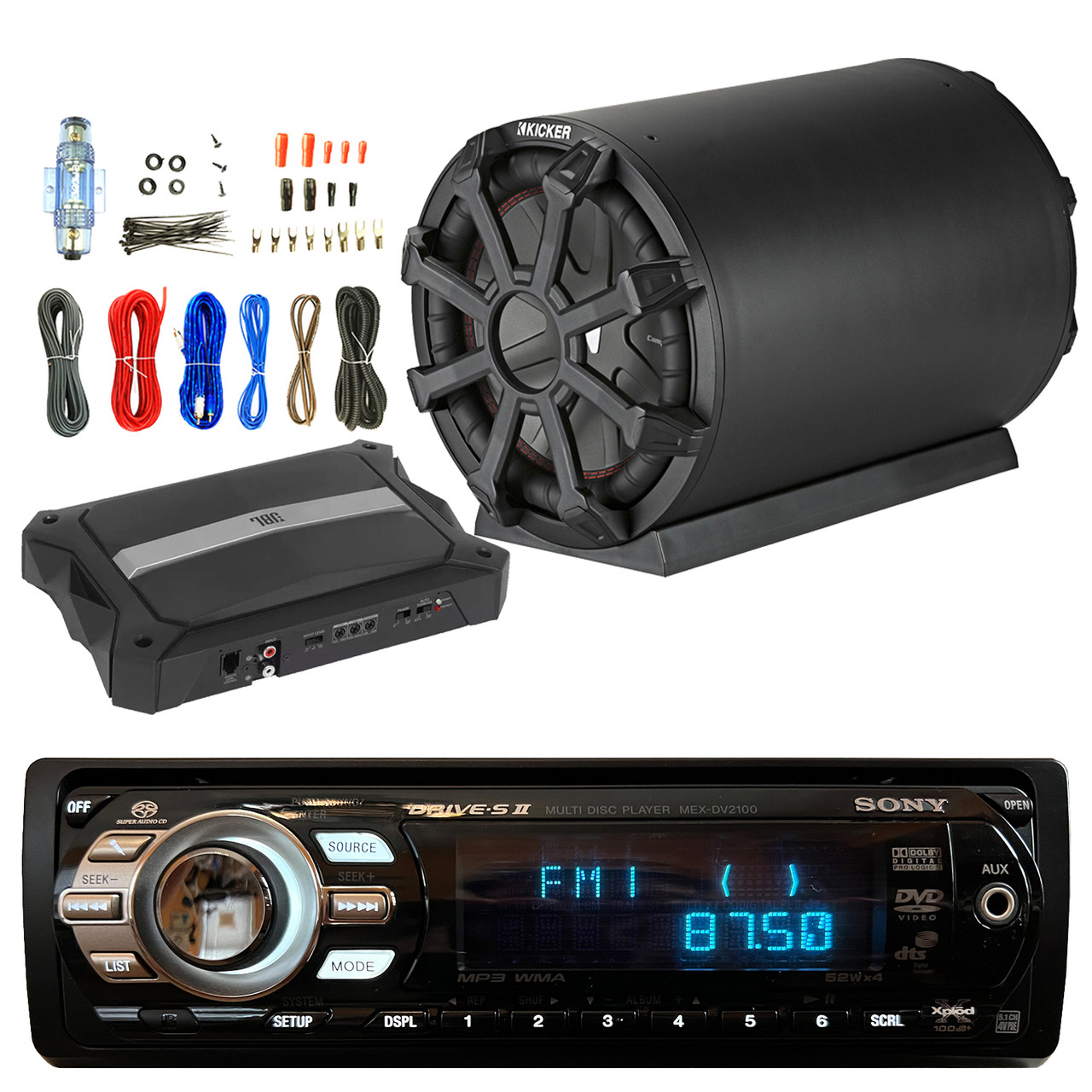 Sony MEX-DV2100 Single DIN FM Radio Stereo MP3 CD Player Car Audio Receiver  Bundle Combo with 10