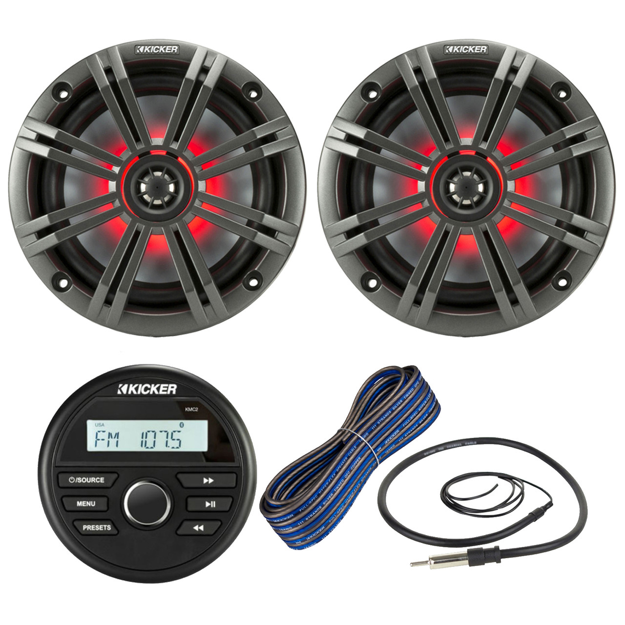 Kicker All-Weather Marine Gauge Style Bluetooth USB Stereo