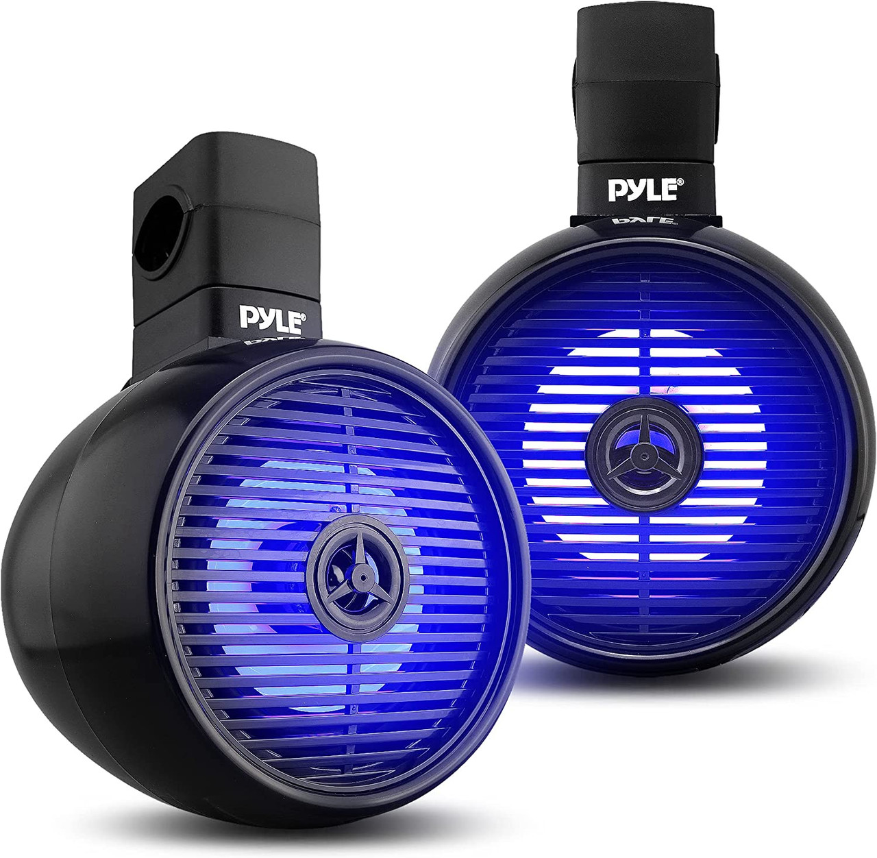 Pyle 8" Marine Wakeboard Bluetooth Speakers with LED Lights - Dual 2-Way 300W System