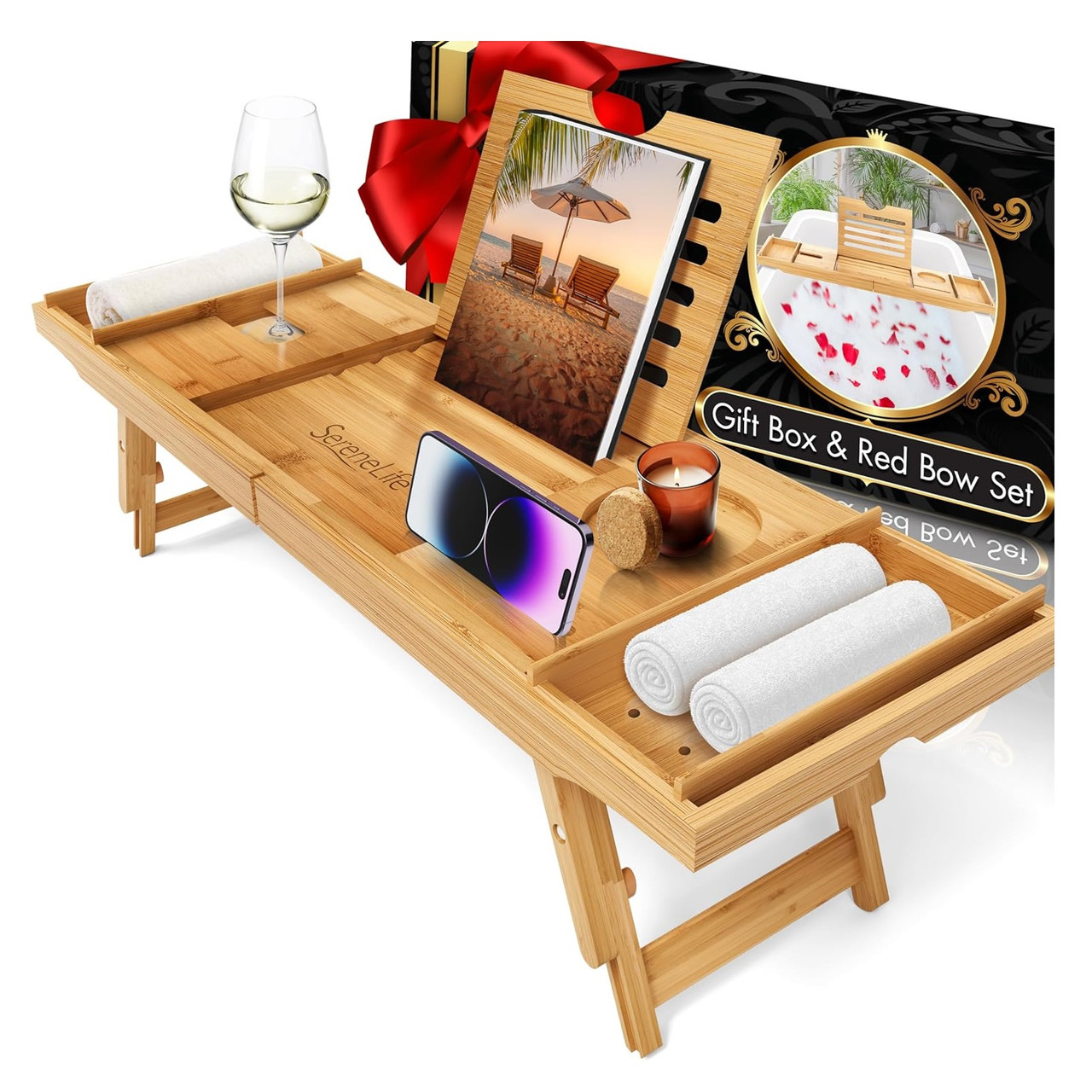 SereneLife Bath Caddy Tray - Thumbnail 2