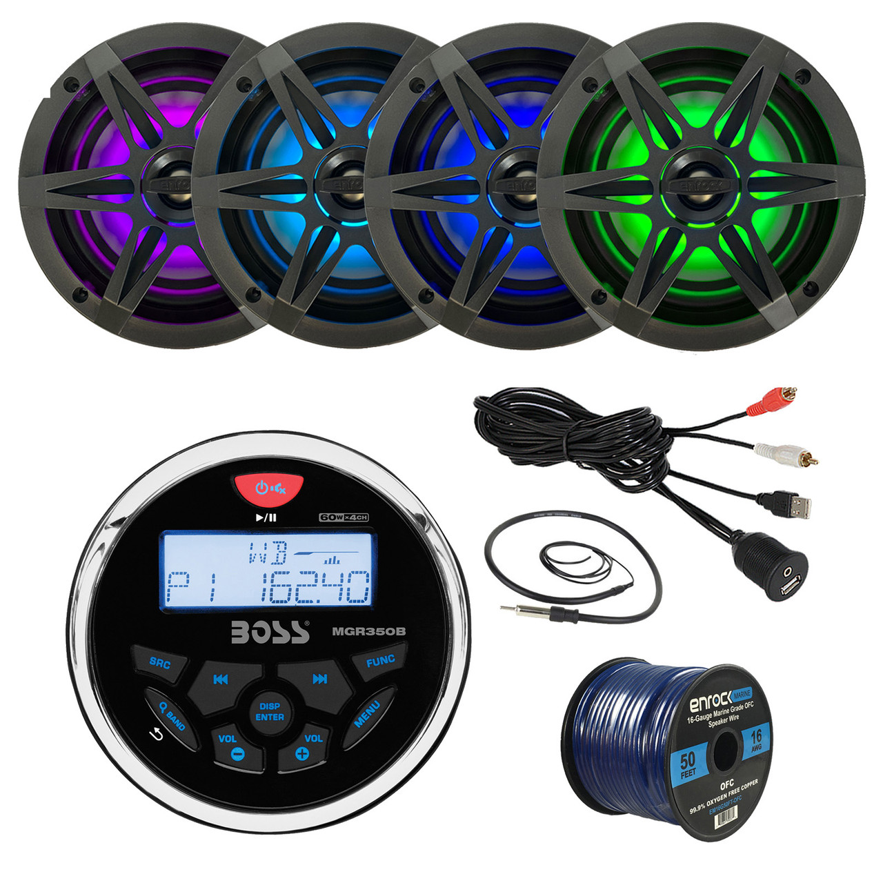 Boss Audio MGR350B Bluetooth Marine Gauge Style AM/FM/WB Digital