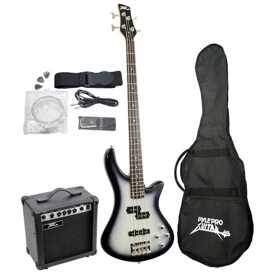 PylePro PGEKT50 Professional Full Size Electric Bass Guitar Package w