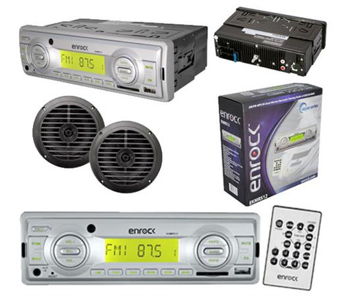 In Dash Motorcycle Marine MP3 AUX USB SD MMC Receiver W/Remote 2 5.25" Speakers