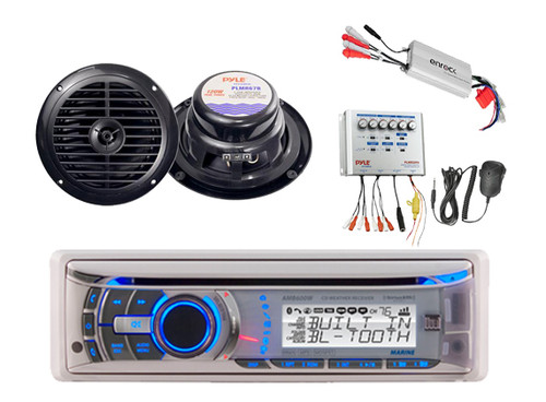 New Dual Marine yacht CD iPhone Bluetooth Media & 2 Speakers 800 Watt Amp PA Sym