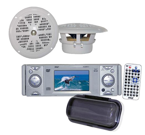New PLDMR3U Boat CD/DVD Receiver w/3'' Built In Monitor,2 4" Speakers+ 400W Amp