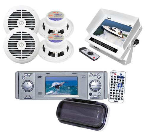 Pyle Boat Yacht CD DVD Receiver w/3" Monitor+ 4 x 6.5" Speakers, LCD 7" Monitor
