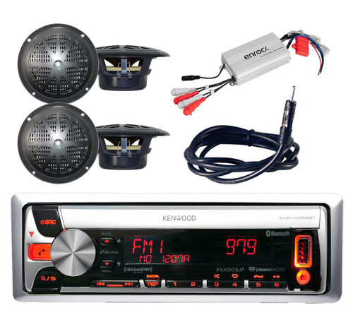 Kenwood KMR-D558BT AM/FM/CD Bluetooth Radio 4X- Black Speakers,800W Amp,Antenna
