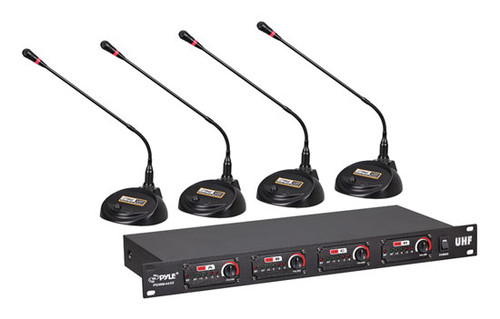 Rack Mount 4-Channel Desktop Conference UHF Wireless Microphone System
