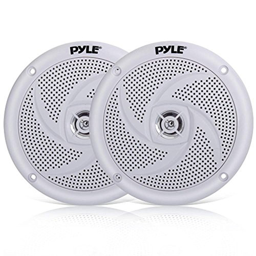 Pyle PLMRS5W 5.25" 180 Watt Max Power 2-Way Waterproof Low Profile Slim Style Marine Audio White Speakers (Pair)