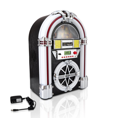New Pyle PJUB25BT Bluetooth Jukebox MP3 Speaker Player LED Lighting, AM/FM Radio, USB/SD Readers with Aux Input