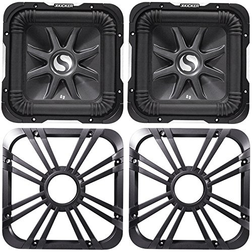 Package: (2) Kicker 11S10L72 10" 2 Ohm Solo Baric L7 Subwoofers Totaling 2400 Watt + (2) Kicker 11L710GLC 10" Charcoal Grilles With LED Lighting